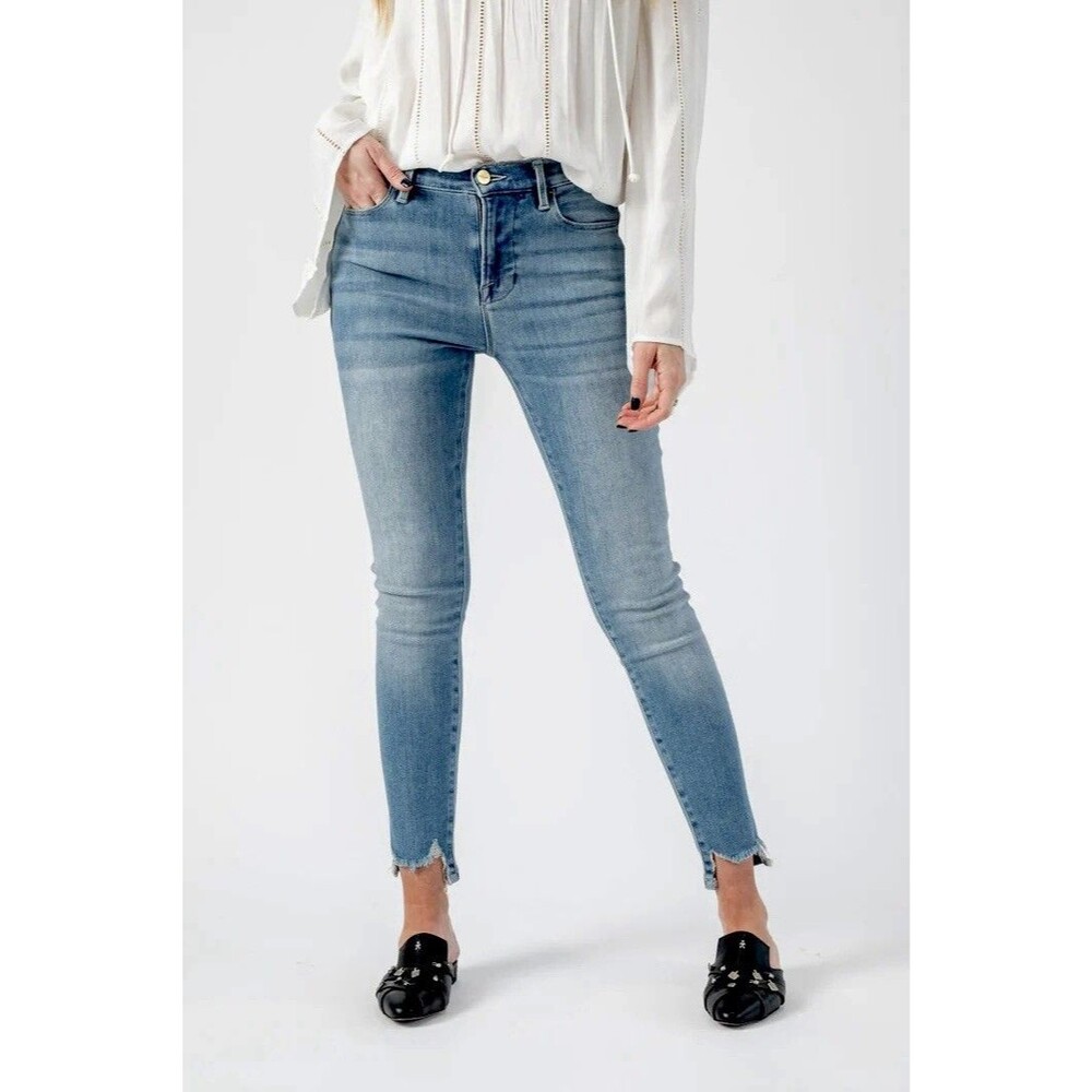 NWT Frame Denim Le High Skinny Jeans 25 Medium Wash High Rise Frayed Hem Wash